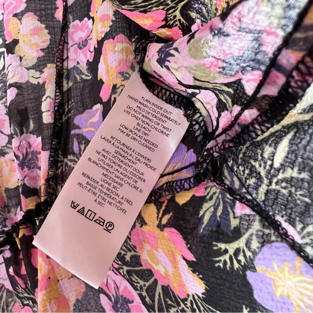 Free people blouse floral flowers rainbow 🌈 mixture neon bow tie ribbon 🎀 - Picture 13 of 14